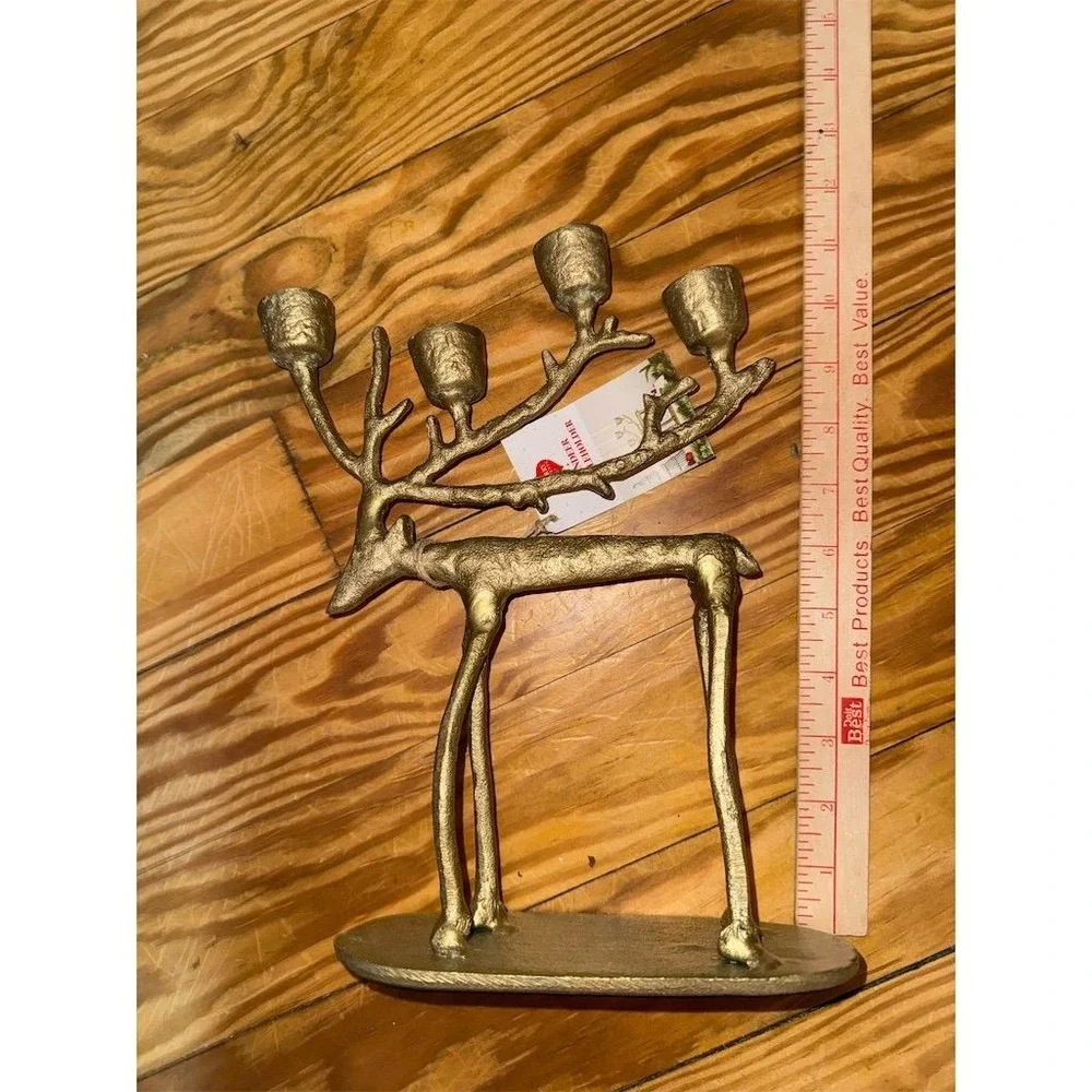 Gold Reindeer Candleholder for Taper‎ Candles 12